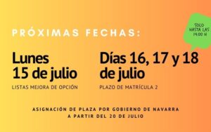 próximas fechas de matrícula